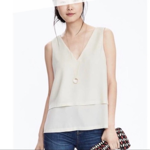 Banana Republic emerald green tiered tank blouse small - Picture 1 of 6